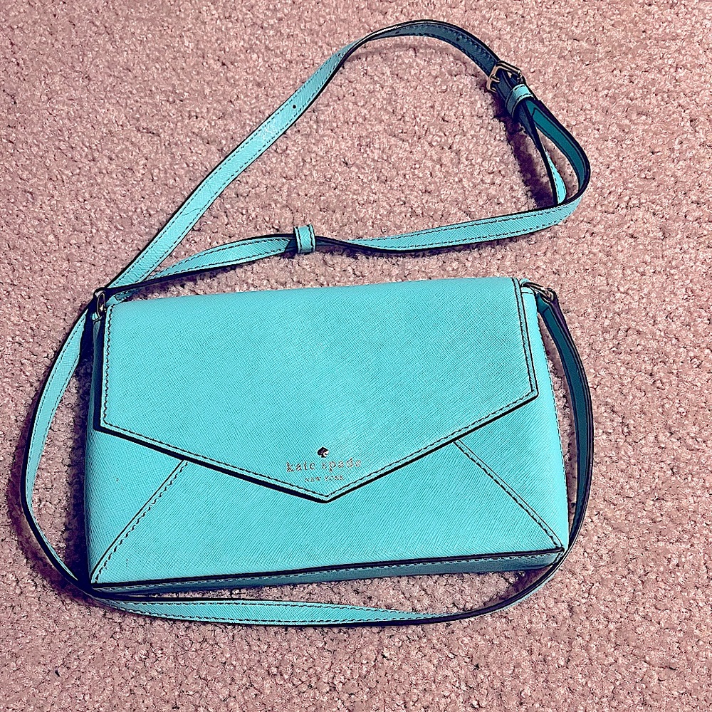 Kate Spade New York Blue Leather Envelope Crossbody Bag